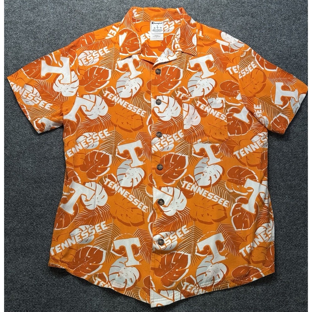 Tennessee Volunteers Hawaiian Champion Shirt Mens Large Orange Button Up